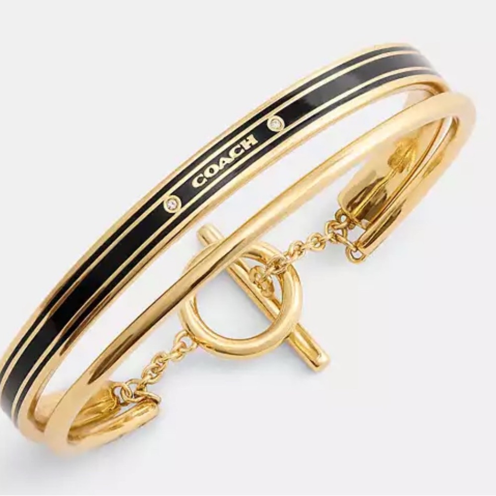 Coach Dual-Tone Black and Gold Bracelet